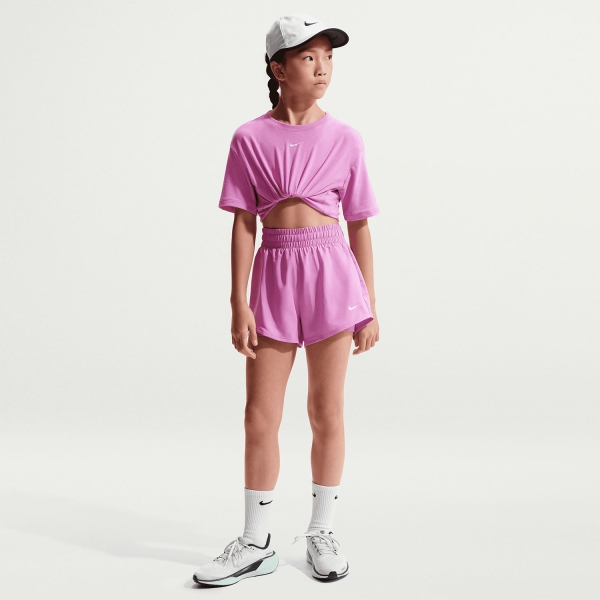 Nike Dri-FIT One 2 in 1 3in Shorts Niña - Light Magenta/White