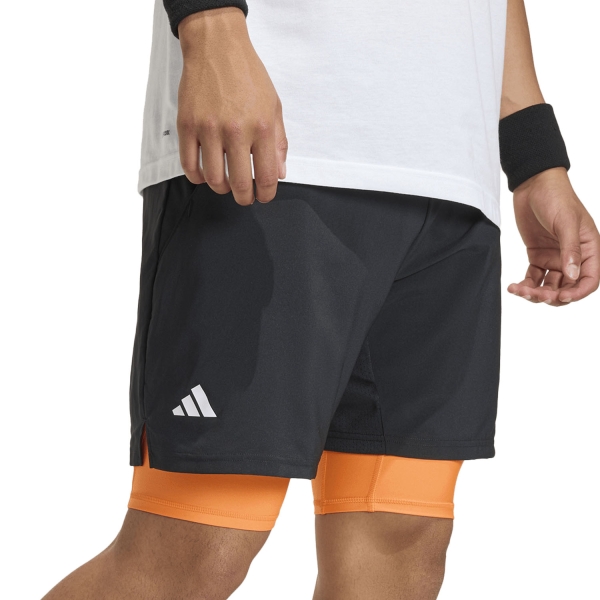 Pantalones Cortos Tenis Hombre adidas Club CLIMACOOL 2 in 1 7in Shorts  Black/Pure Orange KB9733