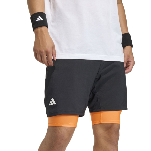 adidas Club CLIMACOOL 2 in 1 7in Shorts - Black/Pure Orange