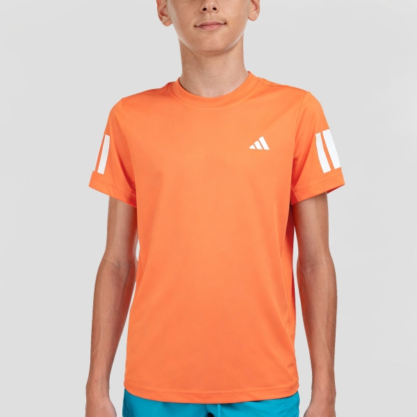 Tennis Polo and Shirts Boy adidas Club 3 Stripes Logo TShirt Boy  Pure Orange KB9760
