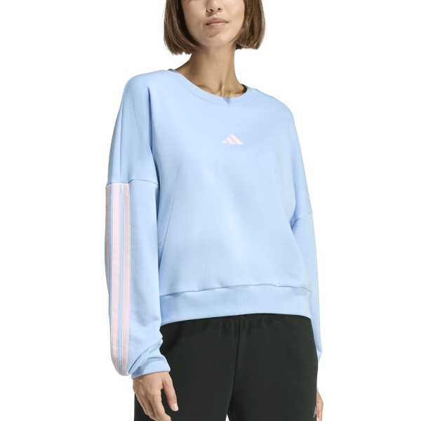 Maglie e Felpe Tennis Donna adidas 3 Stripes Felpa Glow Blue/Clear Pink KD4786