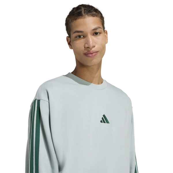 adidas Essentials 3 Stripes Sweatshirt - Wonder Sage/Collegiate Green