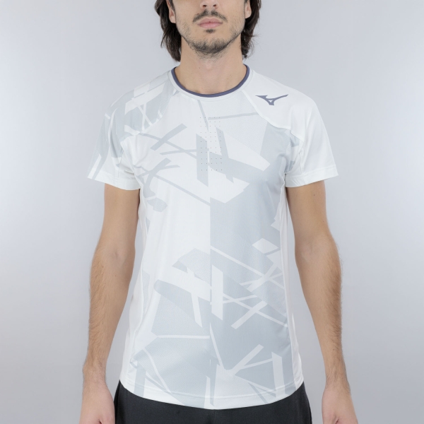 Men's Tennis Shirts Mizuno Daybreakers Graphic TShirt  White/Grey 62GAC50170