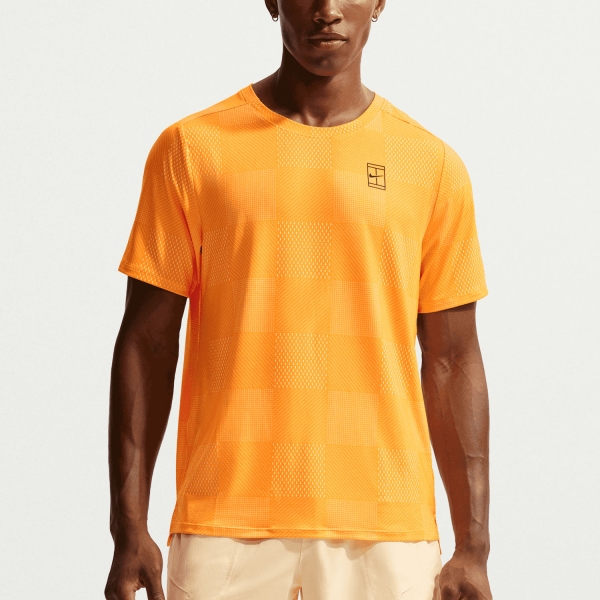 Men's Tennis Shirts Nike Court Advantage Printed TShirt  Laser Orange/Black IB1064845