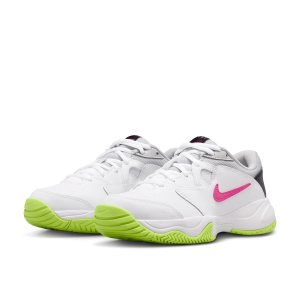Nike Court Lite 2 Junior - White/Laser Fuchsia/Hot Lime/Grey Fog