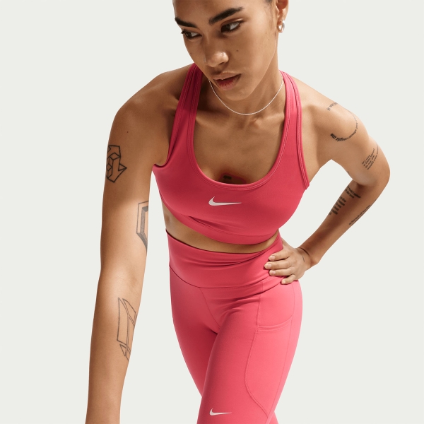 Nike Swoosh Dri-FIT Sports Bra - Sea Coral/White