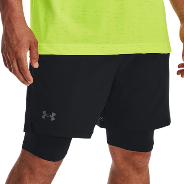 Pantaloncini Tennis Uomo Under Armour Vanish 2 in 1 6in Pantaloncini  Black/Pitch Gray 13737640002