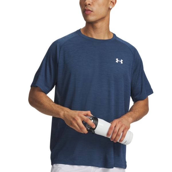 Maglietta Tennis Uomo Under Armour Textured Maglietta  Wham Blue/White 13827960498