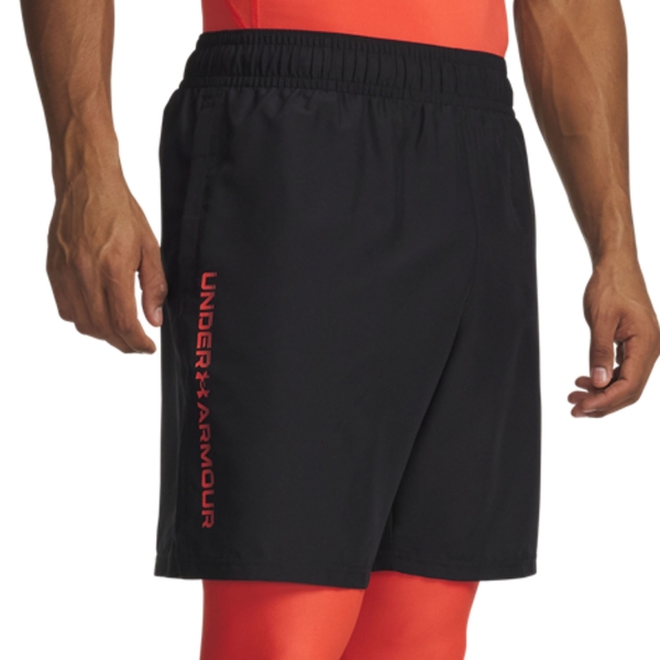 Men's Tennis Shorts Under Armour Woven Split 9in Shorts  Black/Venom Red 13833560009