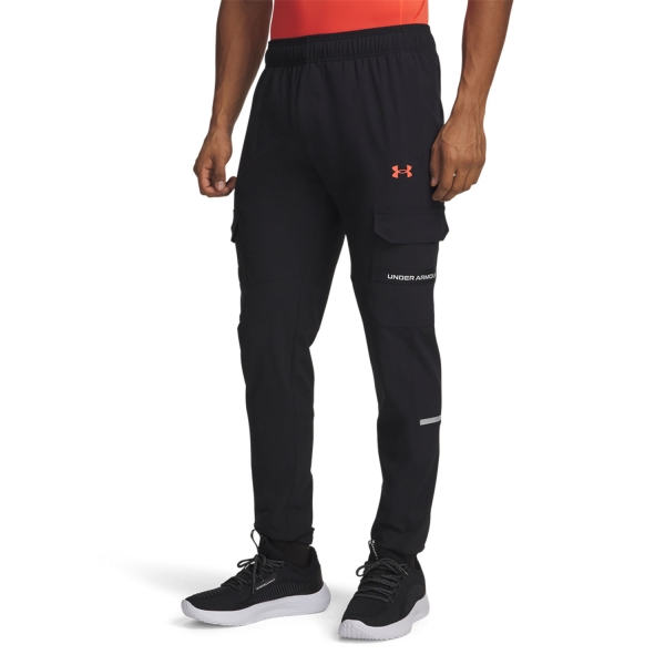 Men's Tennis Pants and Tights Under Armour Tech Utility Pants  Black/Castlerock/Venom Red 60049660003