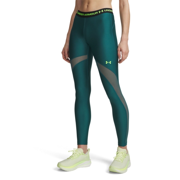 Women's Tennis Pants and Tights Under Armour HeatGear Tights  Rack Green/Hyper Green 60100090338