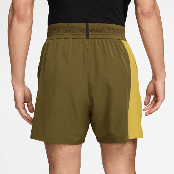 Nike Dri-FIT Court Slam 6in Shorts - Olive Flak/Saffron Quartz/White