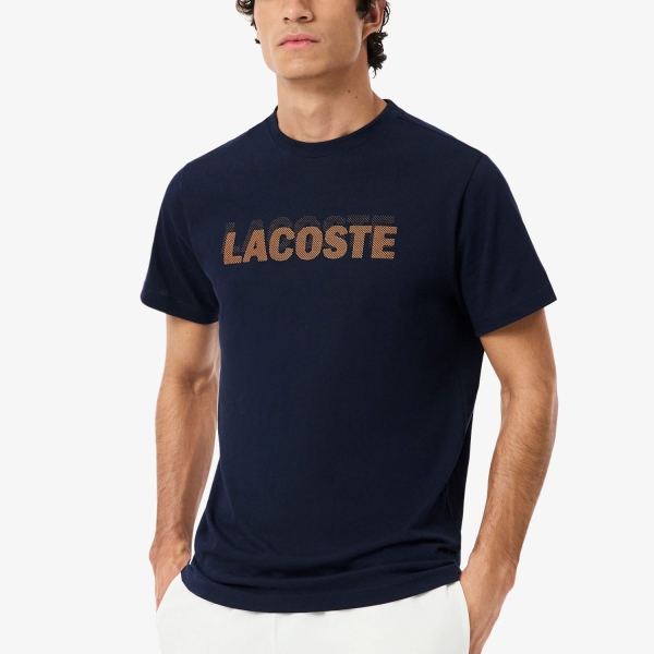 Men's Tennis Shirts Lacoste Printed TShirt  Bleu Marine/Orange TH02174IB