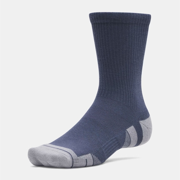 Under Armour Performance Tech Crew x 3 Socks - Titanium/Summit White/Clay Green