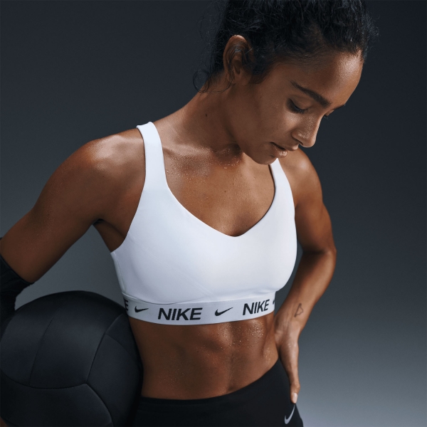 Nike Indy Swoosh Sports Bra - White/Stone Mauve/Black