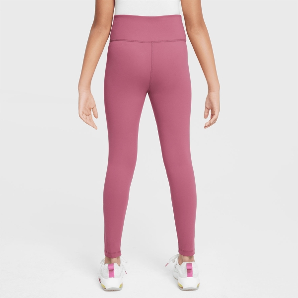 Nike One Swoosh Tights Girl - Peony/White