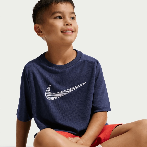 Nike Multi Swoosh T-Shirt Boy - Midnight Navy/White