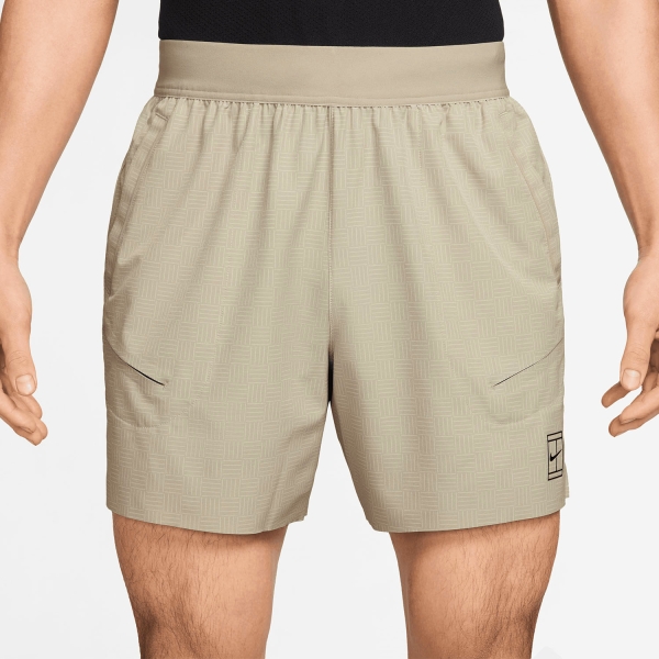 Pantalones Cortos Tenis Hombre Nike Court Advantage Printed 6in Shorts  Desert Khaki/Black IB1071253