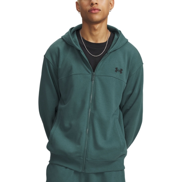 Maglie e Felpe Tennis Uomo Under Armour Rival Felpa  Rack Green/Black 60093460338
