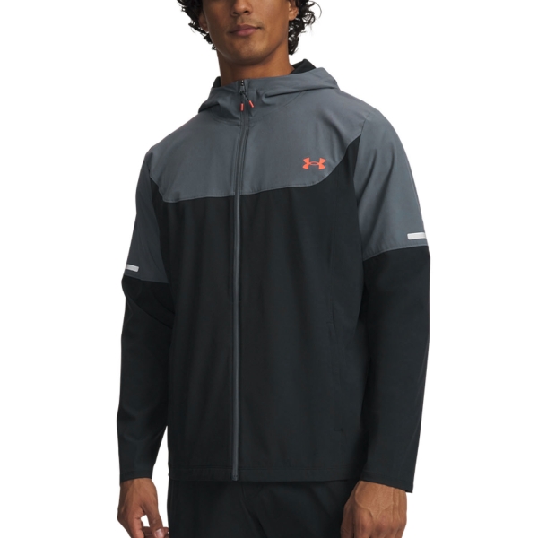 Men's Tennis Jackets Under Armour Tech Utility Jacket  Black/Castlerock/Venom Red 60049670003