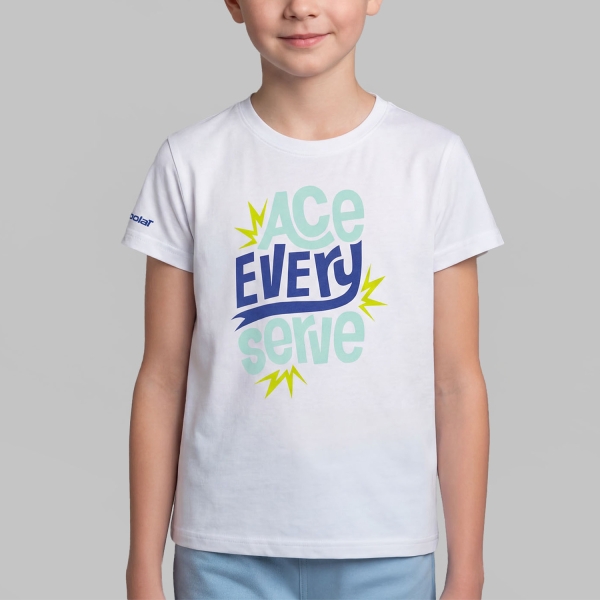 Polo e Maglia Tennis Bambino Babolat Exercise Crew Maglietta Bambino  White 4BS264441000