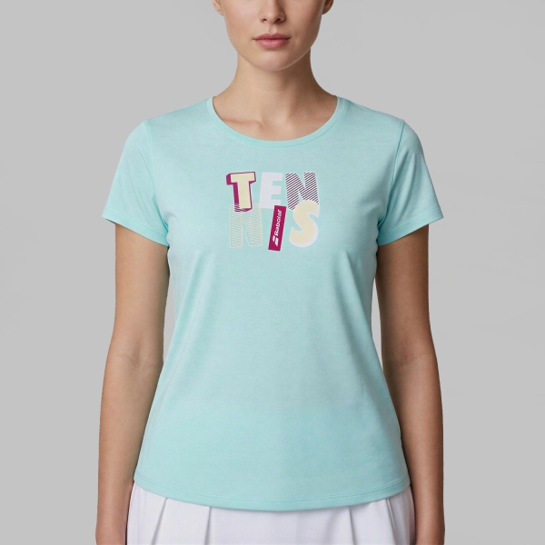 Camisetas y Polos de Tenis Mujer Babolat Exercise Message Tee Camiseta  Blue Tint 4WS264454144
