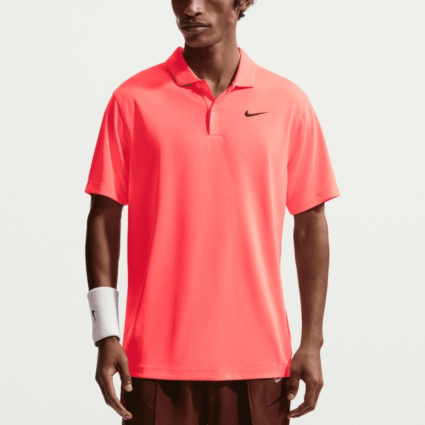 Men's Tennis Polo Nike DriFIT Solid Logo Polo  Hot Lava/Black DH0857804