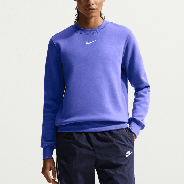 Women's Tennis Shirts and Hoodies Nike Phoenix Crew Sweatshirt Light Medium Blue/Sail DQ5751460