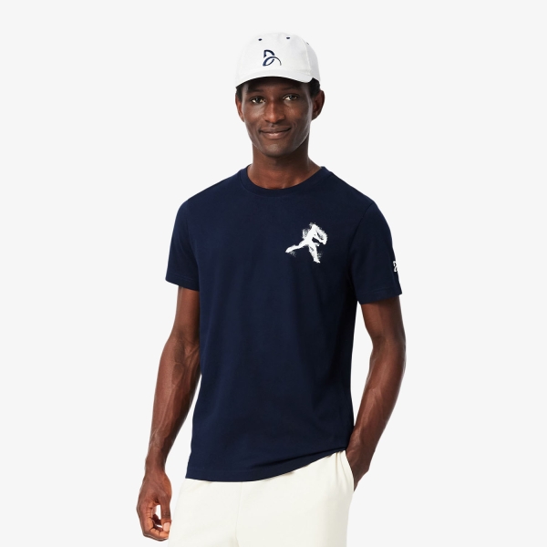 Camisetas de Tenis Hombre Lacoste X Novak Djokovic Set  Bleu Marine/Blanc TH1044525