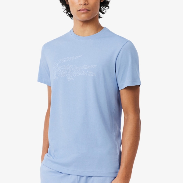Camisetas de Tenis Hombre Lacoste Ultra Dry Graphic Camiseta  Bleu Clair TH176149Y