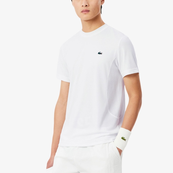 Men's Tennis Shirts Lacoste X Novak Djokovic TShirt  Blanc TH9973001