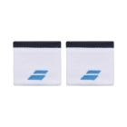 Babolat Logo Small Wristbands - White/Drive Blue