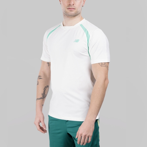 Men's Tennis Shirts New Balance Tournament Dry TShirt  White MT61L02KWT