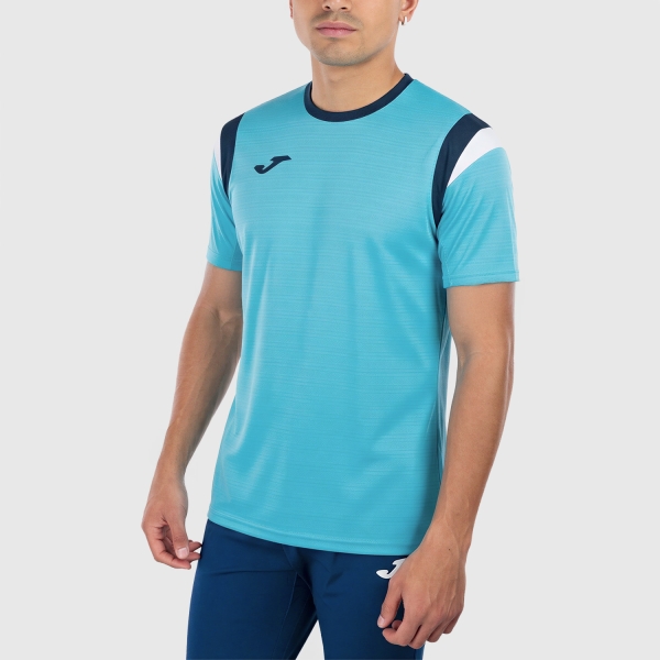Men's Tennis Shirts Joma Terra TShirt  Fluor Turquoise/Dark Navy 105144.013
