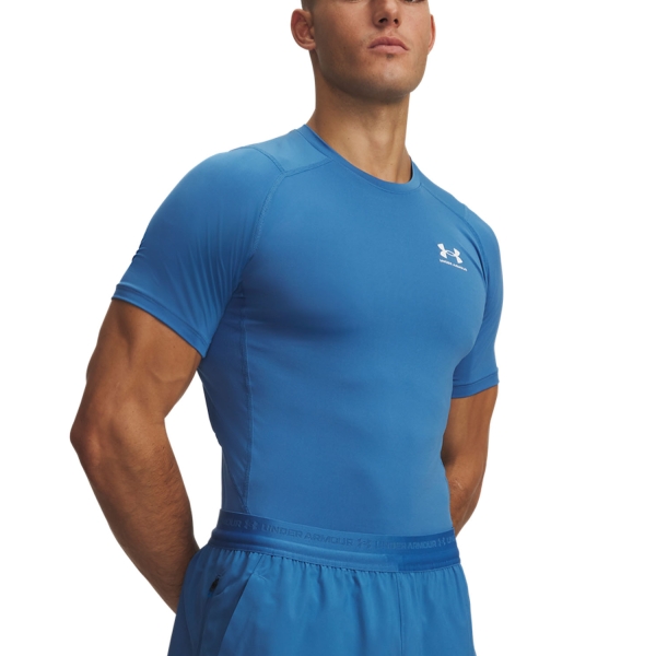 Intimo de Tenis Hombre Under Armour HeatGear Compression Camiseta  Aegean Blue/White 13615180430