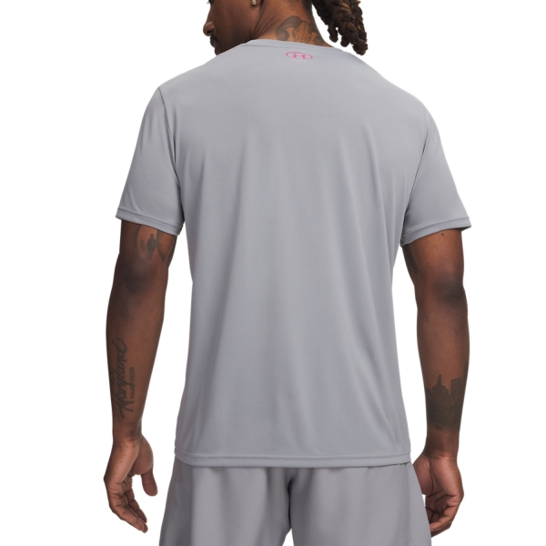 Under Armour Tech Taping T-Shirt - Steel/Halo Gray/Pink Frenzy