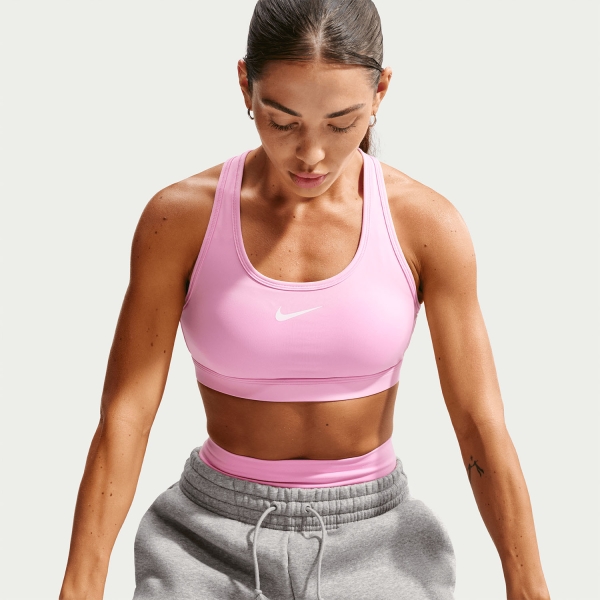 Nike Swoosh Dri-FIT Sujetador Deportivo - Pink Rise/White