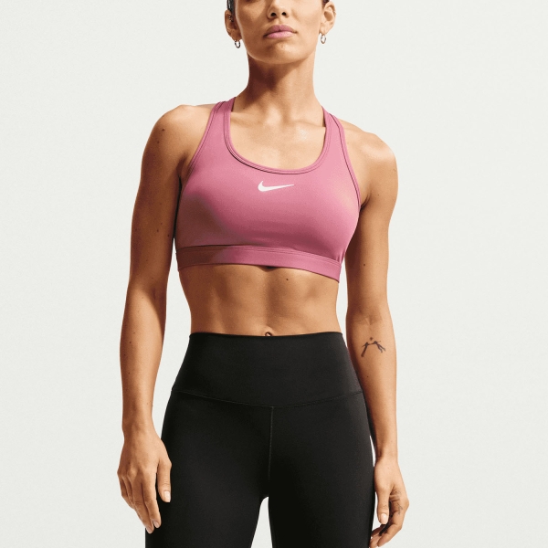 Sujetador y Ropa Interior Mujer Nike Swoosh DriFIT Sujetador Deportivo  Pink Smoke/White DX6821654