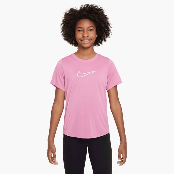 Top and Shirts Girl Nike DriFIT One TShirt Girl Pink Rise/White FZ5600621