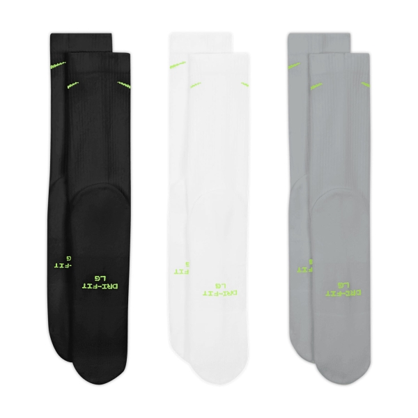 Nike Everyday Elevated x 3 Calze - White/Black/Grey