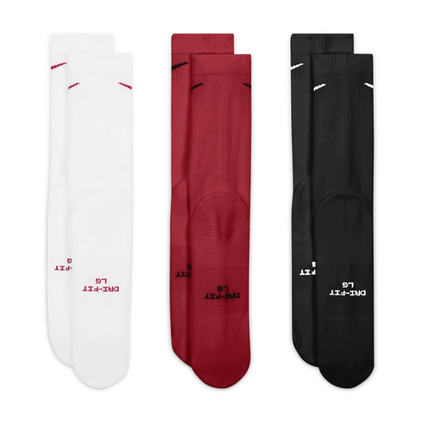 Nike Everyday Elevated x 3 Socks - White/Burgundy/Black