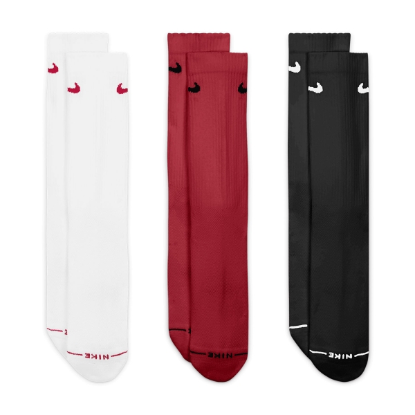 Tennis Socks Nike Everyday Elevated x 3 Socks  White/Burgundy/Black HQ4335914