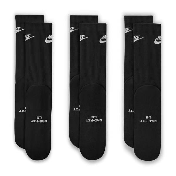 Tennis Socks Nike Everyday Elevated DriFIT Crew x 3 Socks  Black IH8522902