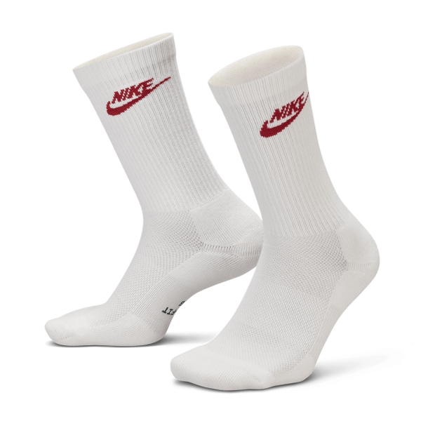 Tennis Socks Nike Everyday Elevated DriFIT Crew x 3 Socks  White/Red IH8522906