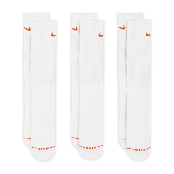 Calcetines de Tenis Nike Everyday Elevated Crew x 3 Calcetines  White/Orange IH8604907