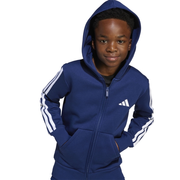 adidas Essentials 3 Stripes Sudadera Niños - Dark Blue/White