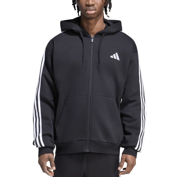 Men's Tennis Shirts and Hoodies adidas Essentials 3 Stripes Print Hoodie Black/White KY6559