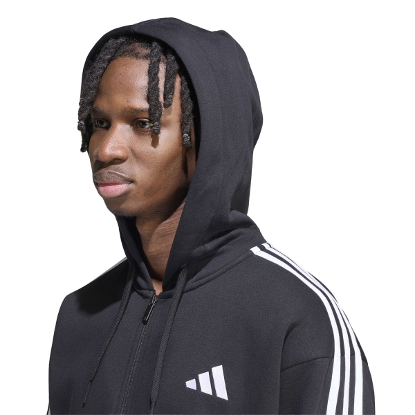 adidas Essentials 3 Stripes Print Hoodie - Black/White