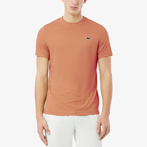 Maglietta Tennis Uomo Lacoste Ultra Dry Jacquard Maglietta  Orange TH0004IY0