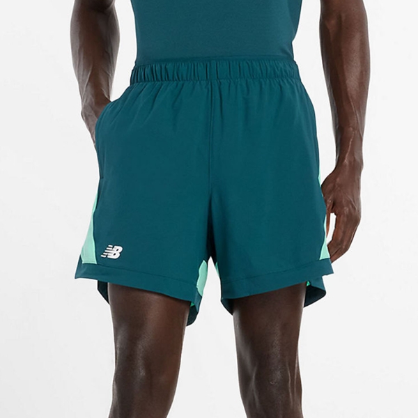Men's Tennis Shorts New Balance Tournament Novelty 5in Shorts  Medusa Green MB6120HXAAV